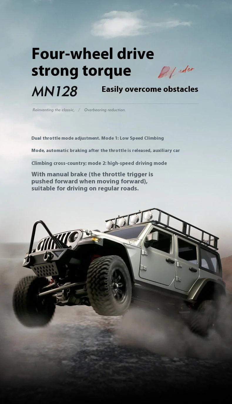 MN128 1/12 RC coche 4WD Jeep modelo 2,4G Control remoto luz LED 4X4 todoterreno 4WD escalada RC