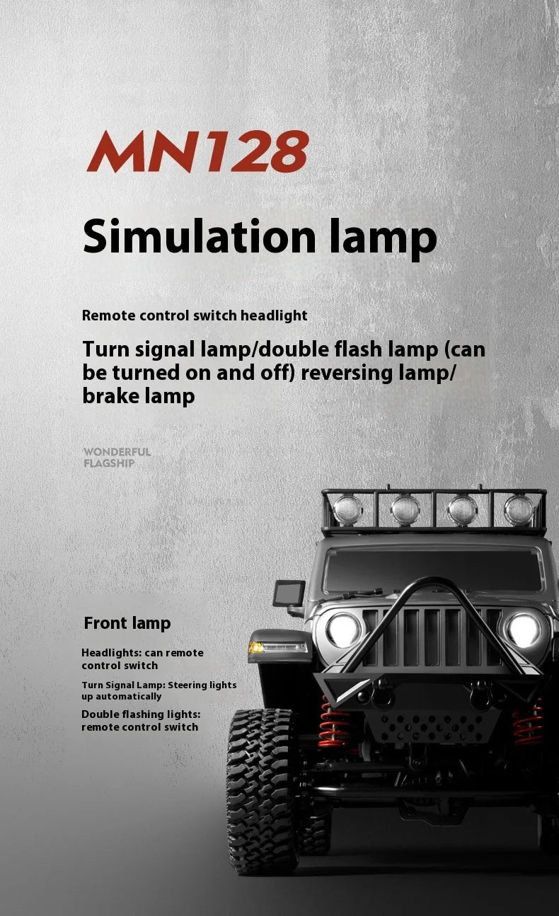 MN128 1/12 RC coche 4WD Jeep modelo 2,4G Control remoto luz LED 4X4 todoterreno 4WD escalada RC