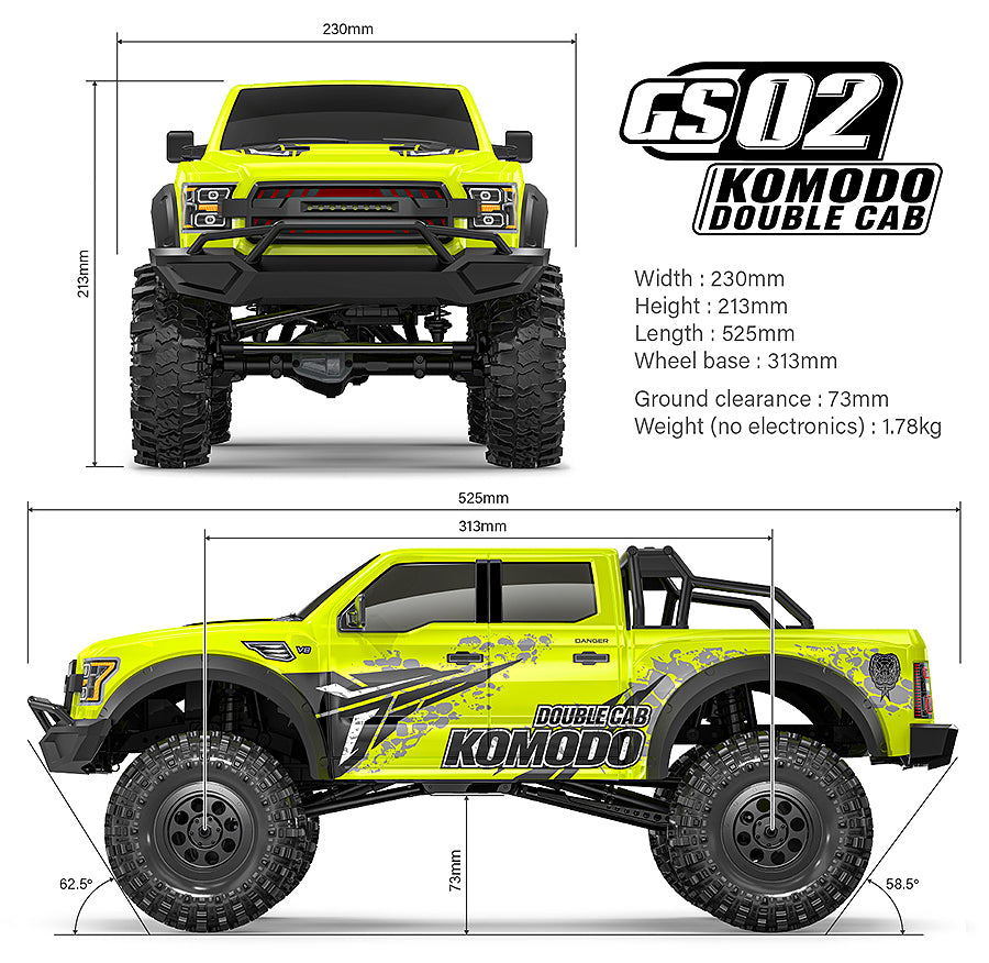 Kit GMADE 1/10 GS02 KOMODO DOBLE CABINA TS